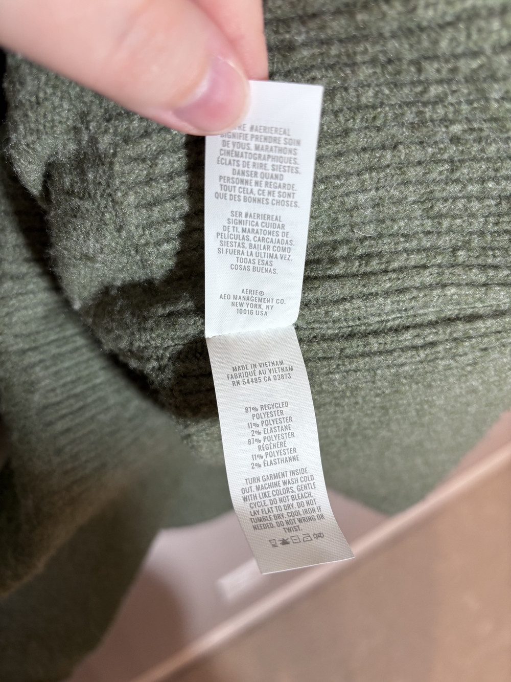 Aerie unREAL Striped Polo Oversized Sweater in Olive Size XXS - Picture 6 of 8
